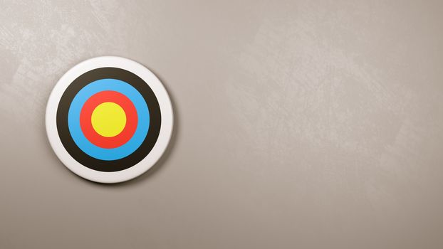 Colorful Arrow Target Against a Gray Wall with Copy Space 3D Illustration
