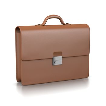 Brown Leather Businessman Briefcase Illustration on White Background