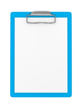 Blue Clipboard with Blank Paper Isolated on White Background 3D Illustration