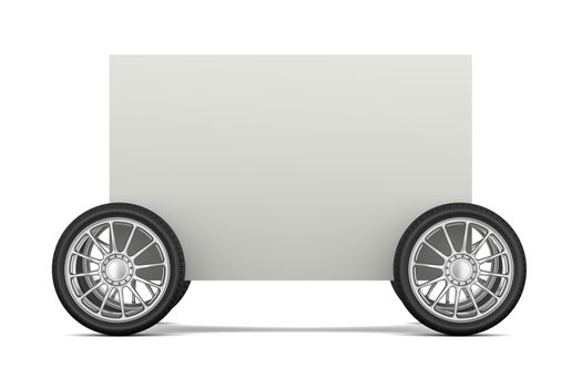 Blank Bill on Wheels 3D Illustration on White Background