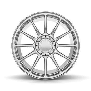 Single Car Rim on White Background Front View