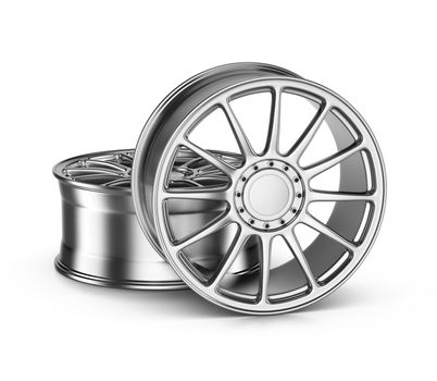 Two Car Rims on White Background
