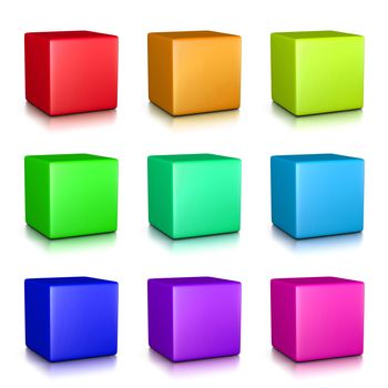 Colorful Cubes Collection on White Background 3D Illustration