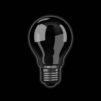 One Single Light Bulb Isolated on Black Background