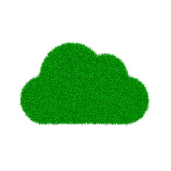 Grass Green Cloud Symbol Shape on White Background 3D Illustration