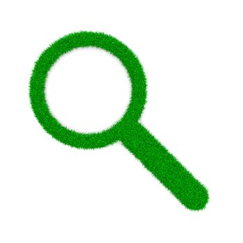 Grass Green Magnifier Symbol Shape on White Background 3D Illustration