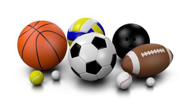 Sports Balls on White Background 3D Illustration