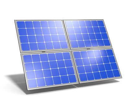 Single Solar Panel with Blue Sky Reflection on White Background 3D Illustration