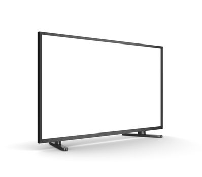 Modern Tv Set with Blank Screen on White Background 3D Illustration