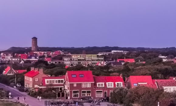 city skyline of domburg with houses and water tower, zeeland, The Netherlands