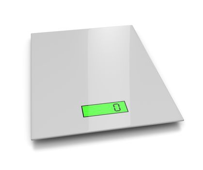 Electronic Kitchen Scales on White Background 3D Illustration