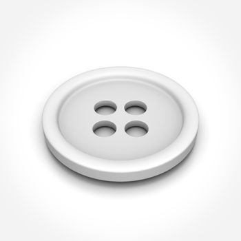 White Button on White Background 3D Illustration