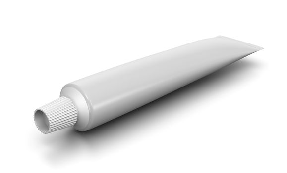 White Blank Tube of Toothpaste on White Background 3D Illustration