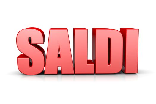 Sales Red 3D Text Italian Language Illustration on White Background
