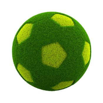 Green Grassy Soccerball Isolated on White Background 3D Illustration