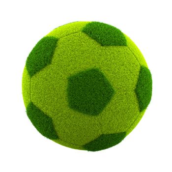 Green Grassy Soccerball Isolated on White Background 3D Illustration