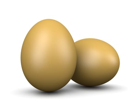 Two Hen's Eggs on White Background 3D Illustration