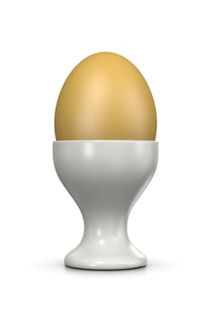 White Egg Cup on White Background 3D Illustration
