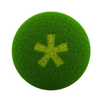 Green Globe with Grass Cutted in the Shape of an Asterisk Symbol 3D Illustration Isolated on White Background