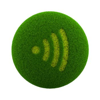 Green Globe with Grass Cutted in the Shape of Audio Symbol 3D Illustration Isolated on White Background