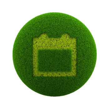 Green Globe with Grass Cutted in the Shape of a Calendar Symbol 3D Illustration Isolated on White Background