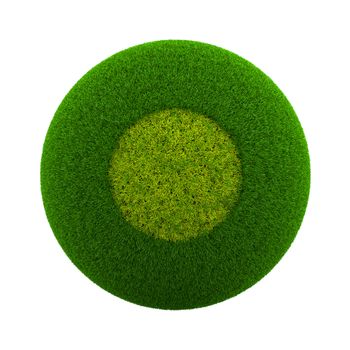 Green Globe with Grass Cutted in the Shape of a Circle Symbol 3D Illustration Isolated on White Background