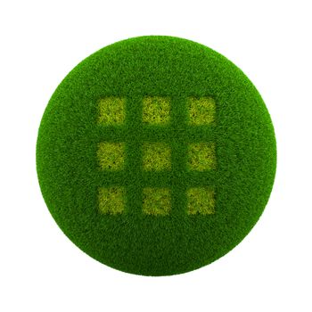 Green Globe with Grass Cutted in the Shape of an App Selection Symbol 3D Illustration Isolated on White Background