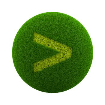Green Globe with Grass Cutted in the Shape of a Major Symbol 3D Illustration Isolated on White Background