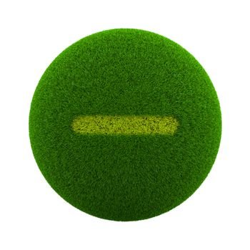 Green Globe with Grass Cutted in the Shape of a Minus Sign 3D Illustration Isolated on White Background