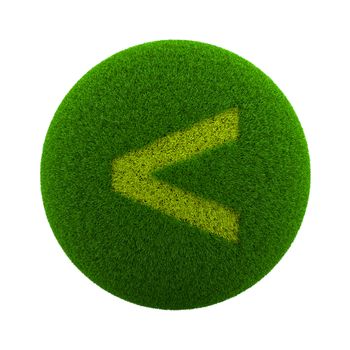 Green Globe with Grass Cutted in the Shape of a Minor Sign Symbol 3D Illustration Isolated on White Background