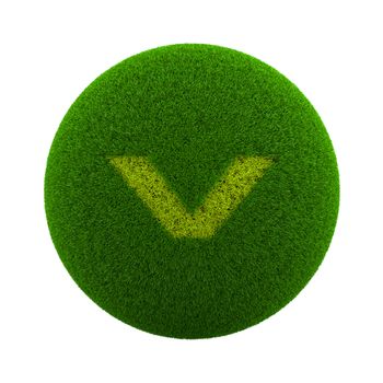 Green Globe with Grass Cutted in the Shape of an Arrow Page Down Symbol 3D Illustration Isolated on White Background