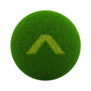 Green Globe with Grass Cutted in the Shape of a Page Up Symbol 3D Illustration Isolated on White Background