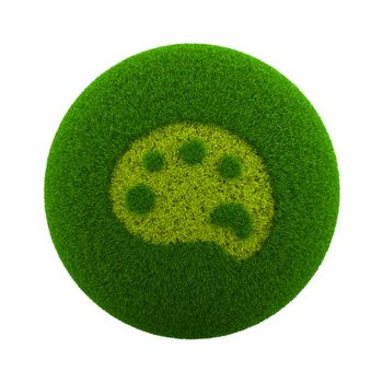 Green Globe with Grass Cutted in the Shape of a Palette Symbol 3D Illustration Isolated on White Background