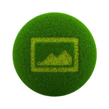 Green Globe with Grass Cutted in the Shape of a Picture Symbol 3D Illustration Isolated on White Background
