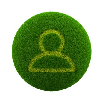 Green Globe with Grass Cutted in the Shape of a Profile Symbol 3D Illustration Isolated on White Background