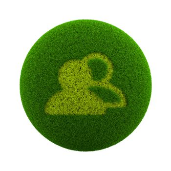 Green Globe with Grass Cutted in the Shape of a People Group Symbol 3D Illustration Isolated on White Background