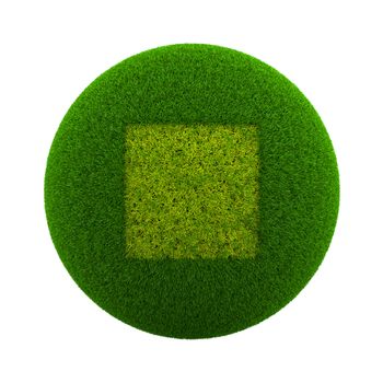 Green Globe with Grass Cutted in the Shape of a Square Symbol 3D Illustration Isolated on White Background