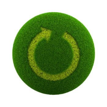 Green Globe with Grass Cutted in the Shape of a Reload Arrow Symbol 3D Illustration Isolated on White Background