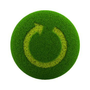 Green Globe with Grass Cutted in the Shape of a Reload Arrow Symbol 3D Illustration Isolated on White Background