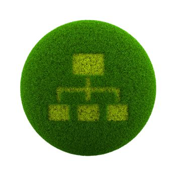 Green Globe with Grass Cutted in the Shape of a Scheme Symbol 3D Illustration Isolated on White Background