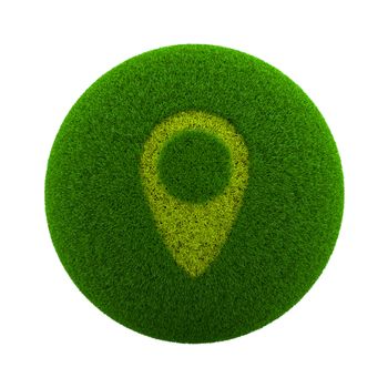 Green Globe with Grass Cutted in the Shape of a Map Placeholder Symbol 3D Illustration Isolated on White Background