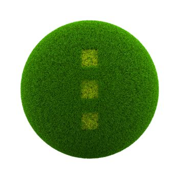 Green Globe with Grass Cutted in the Shape of Three Small Squares App Options Symbol 3D Illustration Isolated on White Background