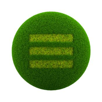 Green Globe with Grass Cutted in the Shape of Three Lines App Menu Symbol 3D Illustration Isolated on White Background