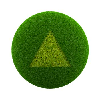 Green Globe with Grass Cutted in the Shape of a Triangle Symbol 3D Illustration Isolated on White Background