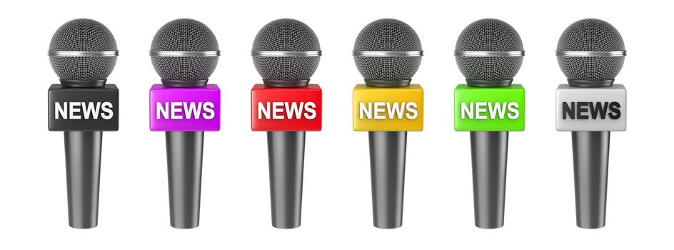 Press News Microphone Series Isolated on White Background 3D Illustration
