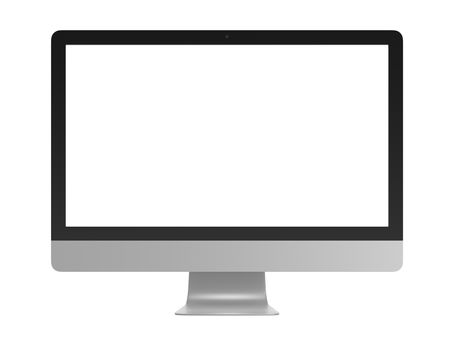 Allinone Computer White Blank Monitor on White Background 3D Illustration, Front View