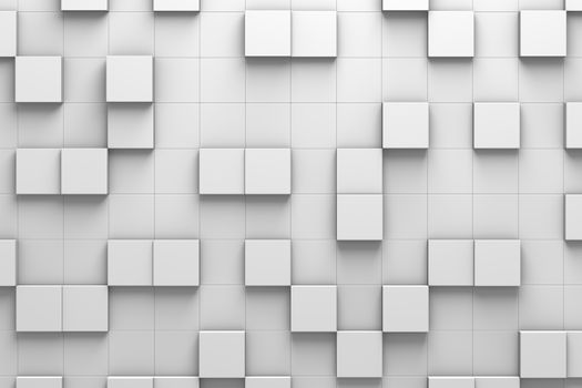 Wall of Square-Shaped Tiles Arranged in Random Height