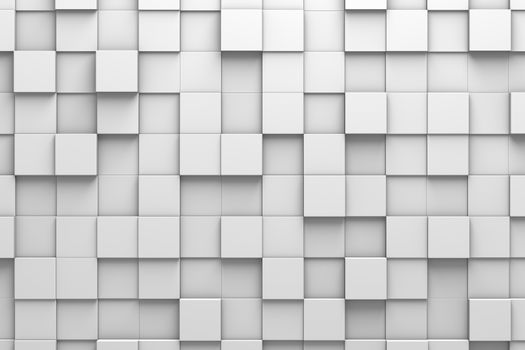 Wall of Square-Shaped Tiles Arranged in Random Height