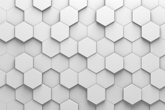 Wall of Hexagonal Tiles Arranged in Random Height