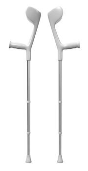 Crutches Isolated on White 3D Illustration